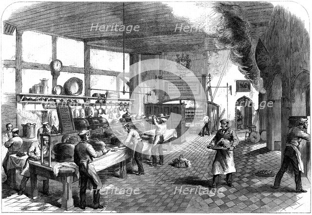 The kitchen at Charterhouse School, Godalming, Surrey, 1867. Artist: Unknown