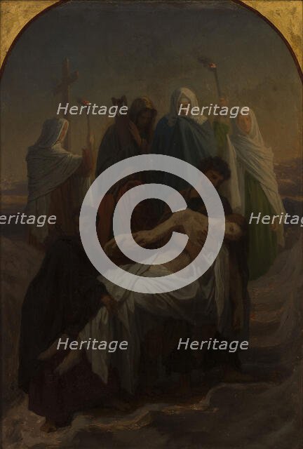 Sketch for the church of Saint-Eustache : the deposition from the cross, the burial of Christ, 1856. Creator: Emile Signol.