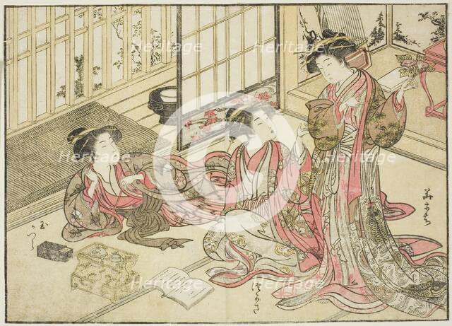 Courtesans of Kado Daikokuya, from the book "Mirror of Beautiful Women of the Pleasure..., 1776. Creator: Shunsho.