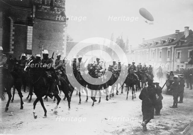 French Cavalry & Dirigible DUPUY DE LOME, between c1914 and c1915. Creator: Bain News Service.