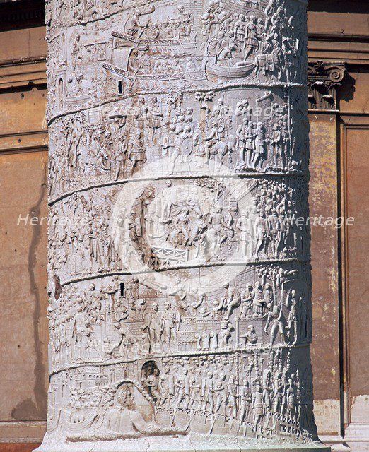 Shot of Trajan's column, showing the Dacian wars, 2nd century. Artist: Unknown