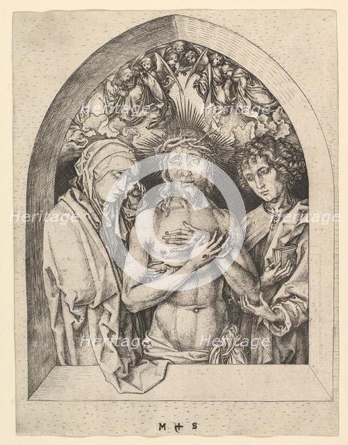 Christ as the Man of Sorrows with the Virgin and St. John, ca. 1435-1491. Creator: Martin Schongauer.