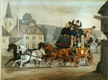 Mail coach on the Bath to London run, c1840. Artist: Unknown