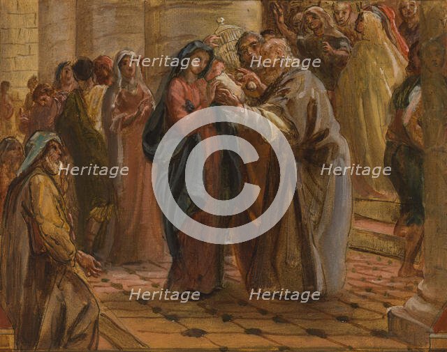 Sketch for the church of Saint-Eustache, c.1854. Creator: Léon Riesener.