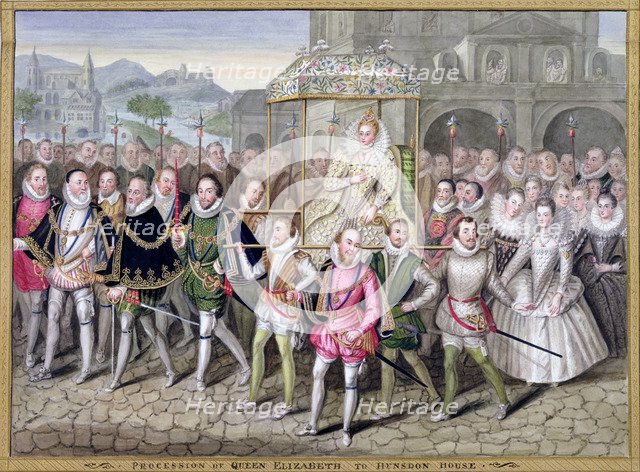 Queen Elizabeth I in procession with her courtiers, c1600-1603 (1825). Artist: Sarah, Countess of Essex