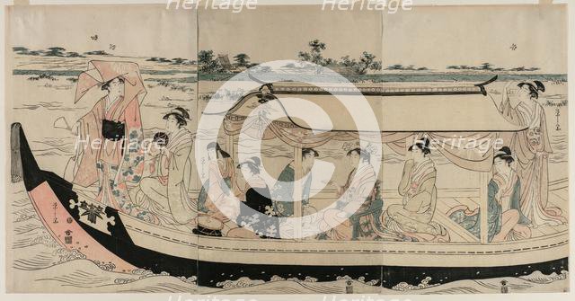 Women in a Pleasure Boat on the Sumida River, early 1790s. Creator: Ch?bunsai Eishi (Japanese, 1756-1829).