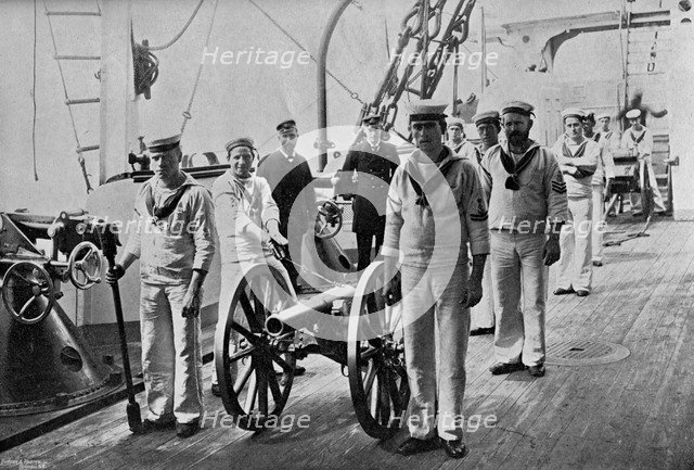 Drill with a light gun on board HMS 'Camperdown', 1895. Artist: Gregory & Co