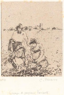 Groupe de paysans (Group of Peasants), c. 1899. Creator: Camille Pissarro.