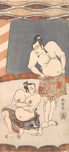 The Second Ichikawa Yaozo as a Wrestler Standing in an Arena, 1770. Creator: Shunsho.