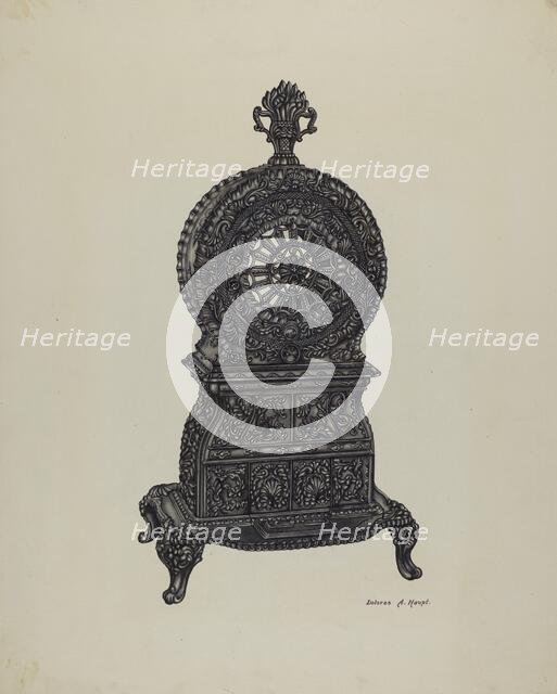 Cast Iron Heater Stove, c. 1940. Creator: Dolores Haupt.