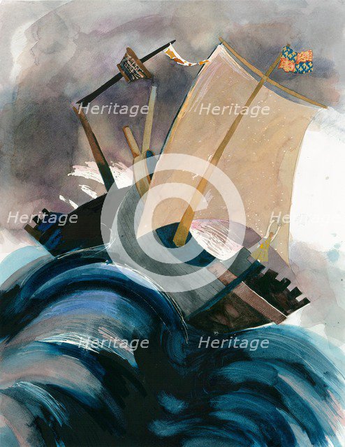 Battle of Winchelsea, 1350 (2010).   Artist: Judith Dobie.