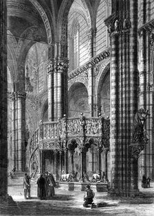 Interior of Sienna Cathedral - the octagon pulpit of white marble, 1860. Creator: Unknown.