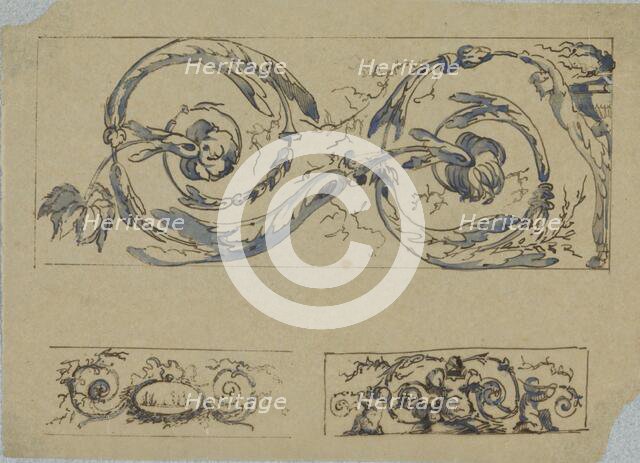 Vine leaves with a figure and a burning urn, c.1864-c.1894.  Creator: Henri Cameré.