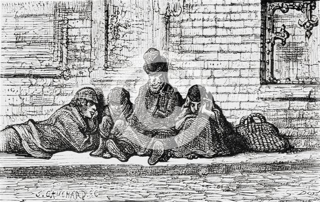 'Asleep in the Streets', 1872.  Creator: Gustave Doré.