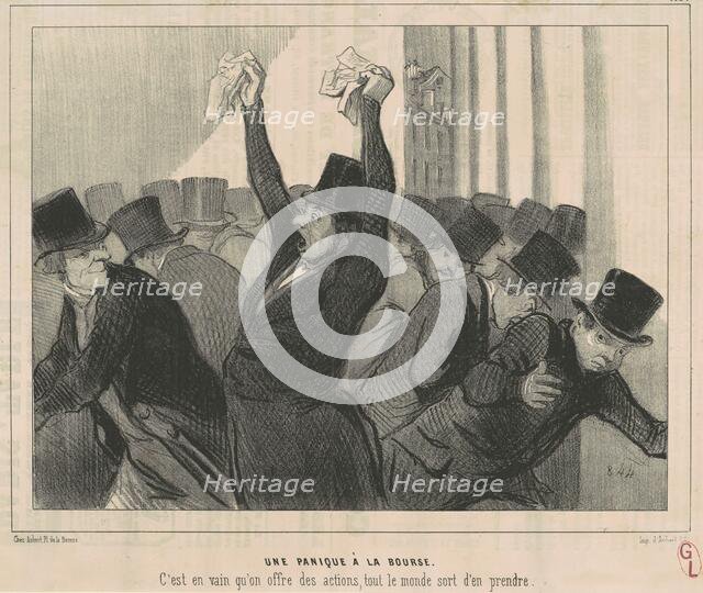 Une Panique a la Bourse, 19th century. Creator: Honore Daumier.
