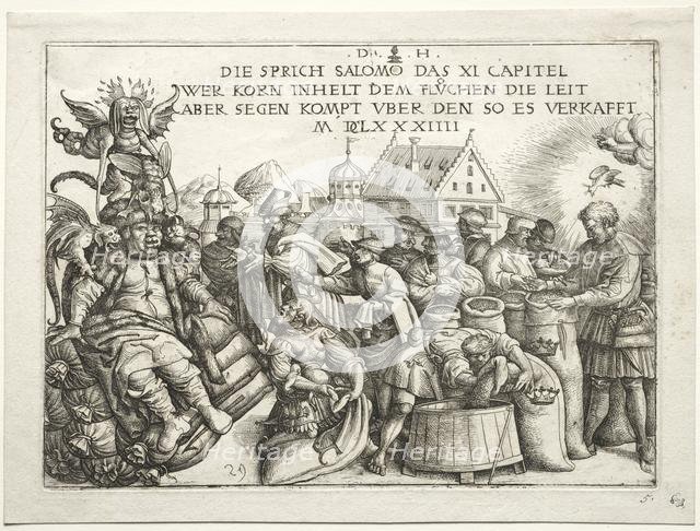 Illustration to proverbs XI (The Hoarders of Grain). Creator: Daniel I Hopfer (German, c. 1470-1536).