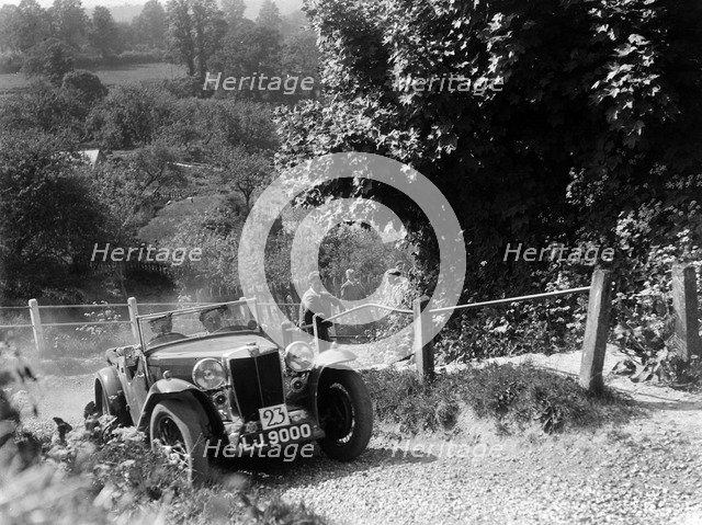 1934 MG Magnette taking part in a West Hants Light Car Club Trial, Ibberton Hill, Dorset, 1930s. Artist: Bill Brunell.