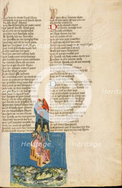 Alexander the Great in the Air; Weltchronik, about 1400-1410. Creator: Unknown.