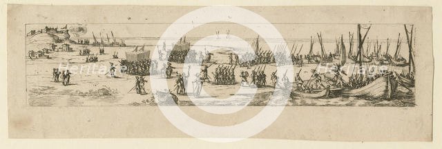 Landing of troops at the siege of La Rochelle, 1630. Artist: Callot, Jacques (1592-1635)