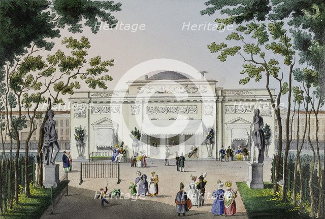 Café at the Summer Garden in St. Petersburg, First half of the 19th cent.. Artist: Beggrov, Karl Petrovich (1799-1875)
