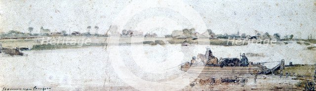 River landscape with rope ferry, early 17th century.  Artist: Hendrick Avercamp