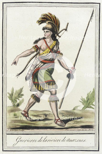 Costumes de Différents Pays, 'Guerierre de la Riviere de Amazones', c1797. Creators: Jacques Grasset de Saint-Sauveur, LF Labrousse.