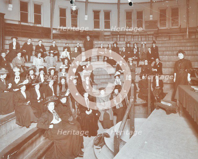 Men and women attending a literature class, Hackney Downs Secondary School, London, 1908. Artist: Unknown.