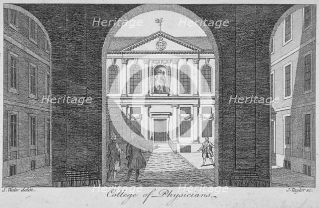 View through the gateway of the Royal College of Physicians, City of London, 1760. Artist: James Taylor