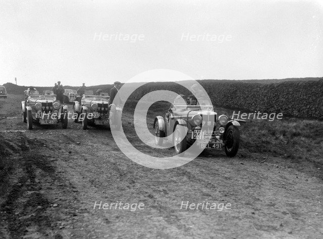 MG NA Magnettes of Doreen and Denis Evans at the Sunbac Inter-Club Team Trial, 1935. Artist: Bill Brunell.