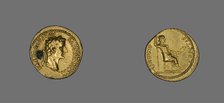 Aureus (Coin) Portraying Emperor Tiberius, 14-37. Creator: Unknown.