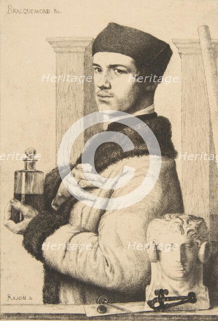 Portrait of Félix Bracquemond in 1852, 1878. Creator: Paul Adolphe Rajon.