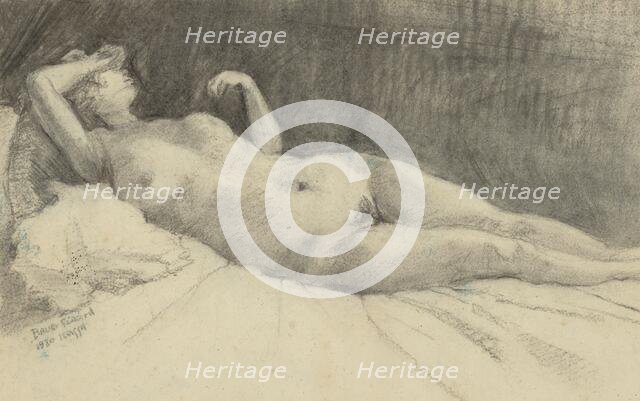 Reclining woman nude, 1924-1927. Creator: Konstantin Bauer.