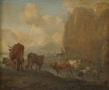 Livestock by a River, 1650-1694. Creator: Willem Romeyn.