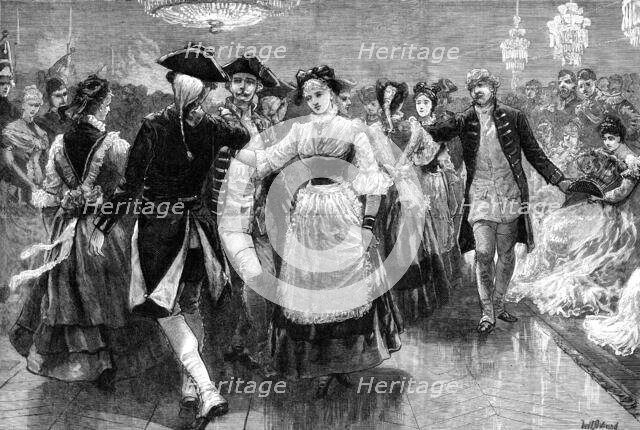 Royal Marriage Festivities at Berlin: costume quadrille danced before the Emperor and Empress, 1881. Creator: William Heysham Overend.