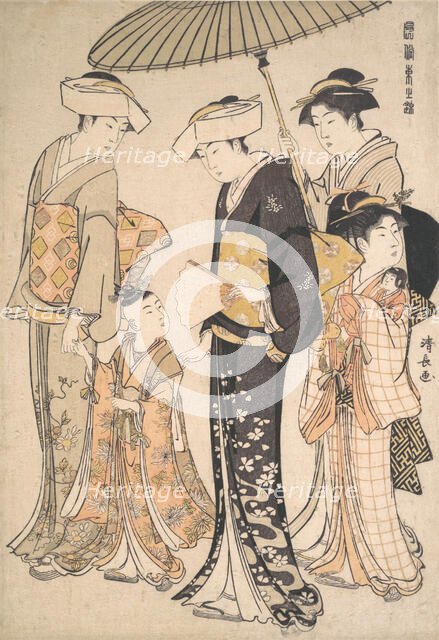 High-Ranking Samurai Girl with Four Attendants, from the series A Brocade of Eastern M..., ca. 1784. Creator: Torii Kiyonaga.
