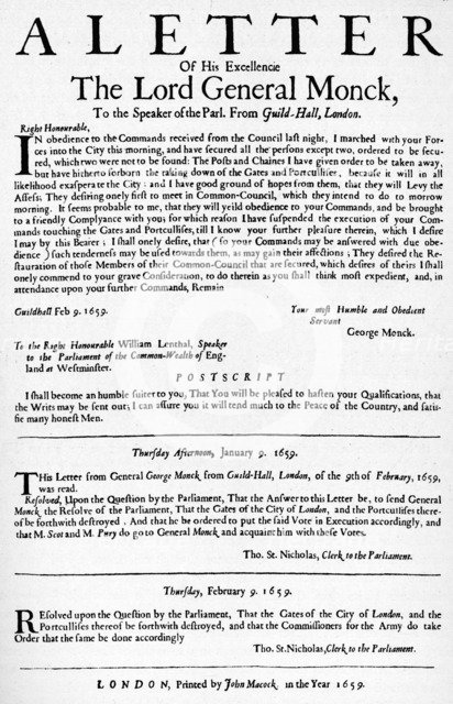 Letter from General Monck to the Speaker of the House of Commons, 1659 (1903). Artist: Unknown.