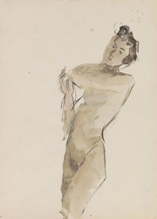 Standing Female Nude, c.1915-1934. Creator: Isaac Lazerus Israels.