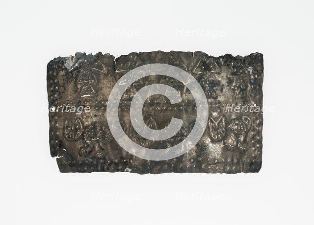 Fragment of a Band with Raised Relief Depicting Felines and Fish, c. A.D. 1000/1470. Creator: Unknown.