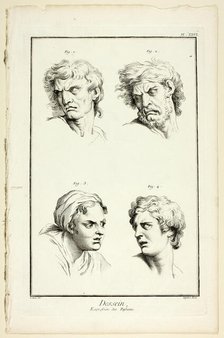 Drawing: Expressions of Emotion (Hate or Jealousy, Anger, Desire, Physical Pain), from ..., 1762/77. Creator: A. J. Defehrt.