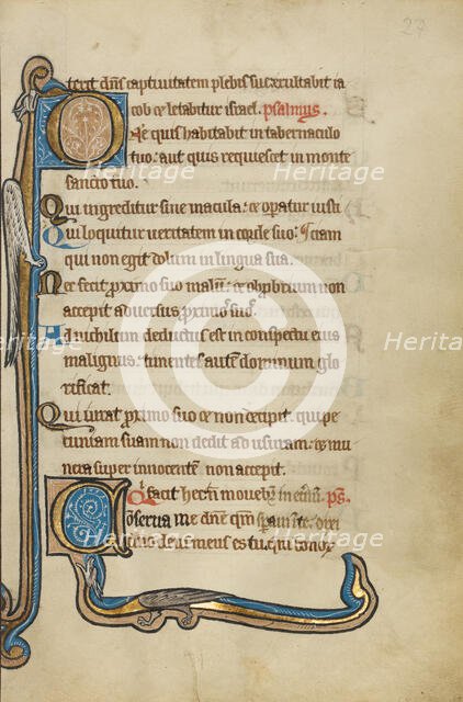 Inhabited Initial D; Inhabited Initial C; Psalter, mid-1200s. Creator: Unknown.