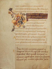 Decorated Initial D; Sacramentary, first quarter of 11th century. Creator: Unknown.