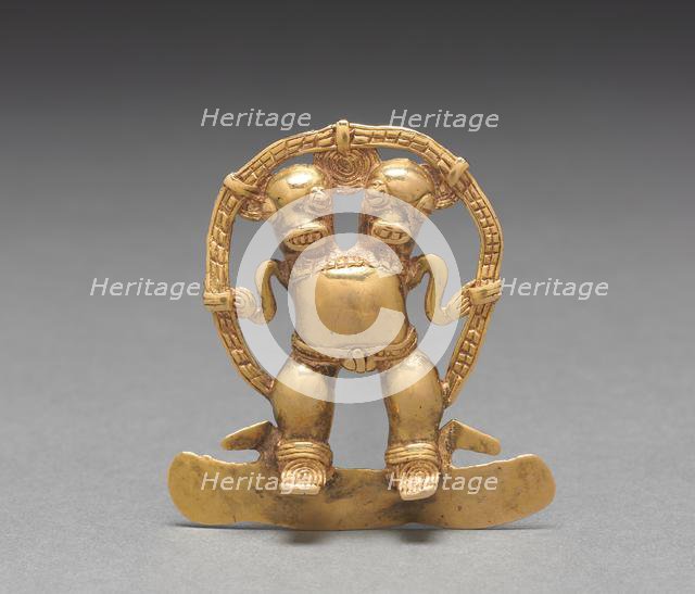 Double-Headed Figure Pendant, c. 700-1550. Creator: Unknown.