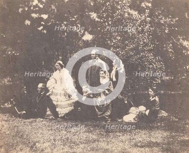 Macrae, Ross, and Warner Families Outdoors, ca. 1858. Creator: Horatio Ross.