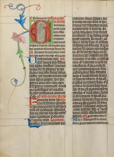 Decorated Initial G; Collegium Ducale, about 1420-1430. Creator: Master Michael.