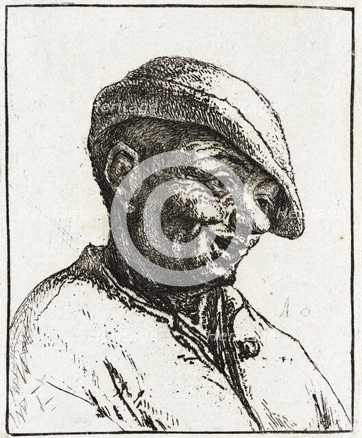 Bust of a Laughing Peasant, 1672. Creator: Adriaen van Ostade.