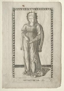 Arithmetic (from the Tarocchi, series C: Liberal Arts, #25), before 1467. Creator: Master of the E-Series Tarocchi (Italian, 15th century).