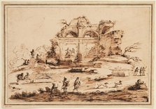 Landscape with Arched Ruins, 18th century. Creator: Unknown.