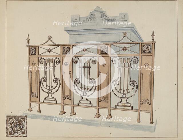 Iron Gate and Fence, c. 1936. Creator: Lucien Verbeke.