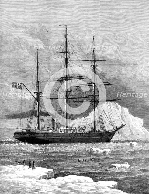 The Swedish Arctic exploring ship Vega among icebergs, 1880. Creator: Unknown.
