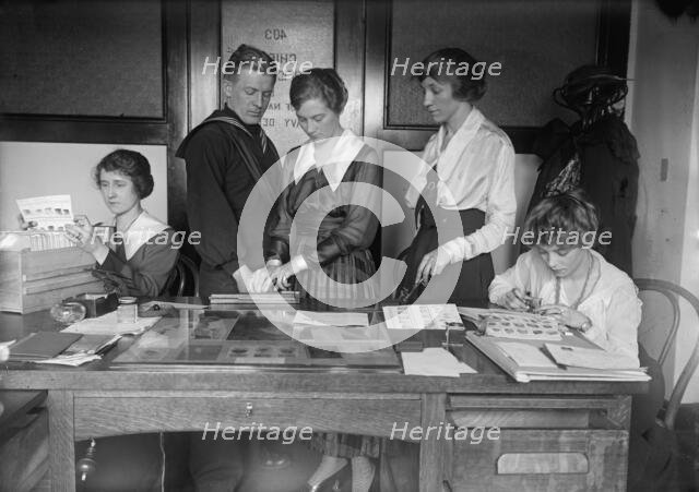 Navy Department, U.S. Intelligence Bureau, Finger Print Department Clerks: Blanche Donahue..., 1918. Creator: Harris & Ewing.